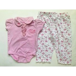 Girls Size 9M 6-9 Months Two Piece Pink Apple Bottom Top & Butterfly Pants